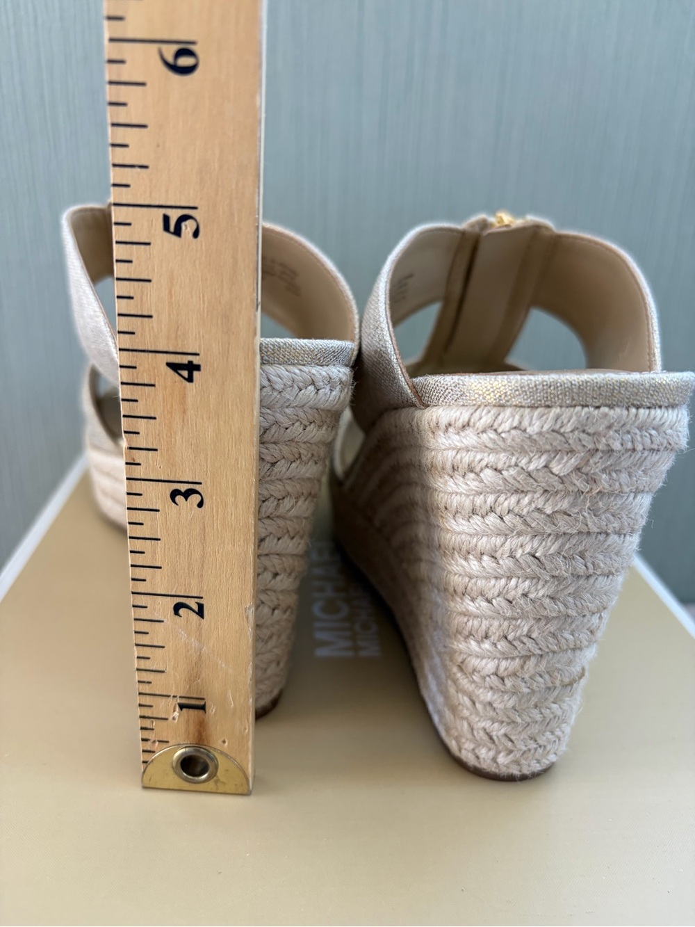 Michael Kors Bradley Mule Gold Platform Wedge Sandals, Size 5.5M, New - Picture 6 of 7